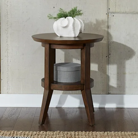 Contemporary Round End Table with Shelf